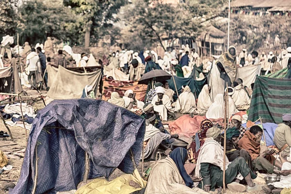 In lalibela äthiopien Menschenmenge bei der Feier — Stockfoto