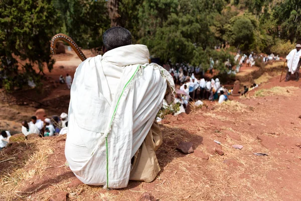 In lalibela ethiopia crowd of people in  the celebration — Stock Photo, Image