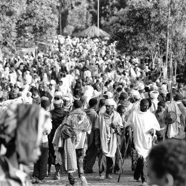 insanlar kutlama Lalibela Etiyopya kalabalıkta