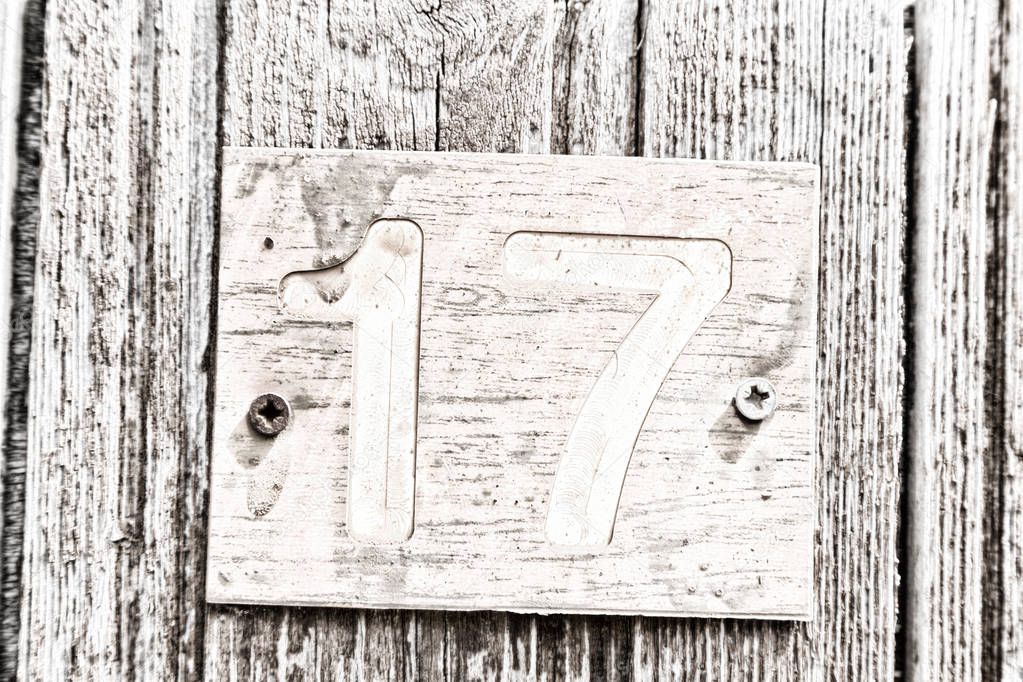  in the old door the number seventeen 