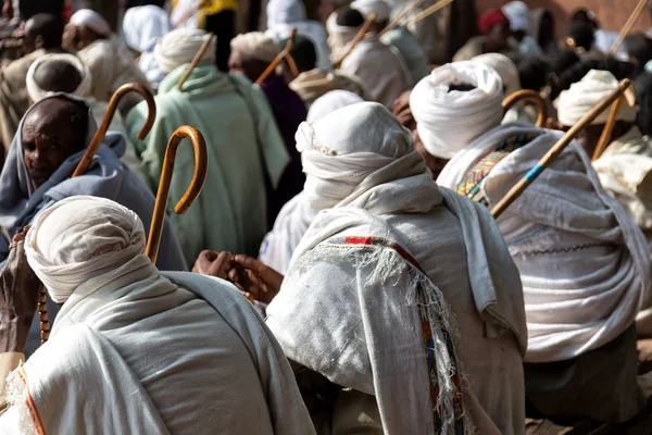In lalibela ethiopia crowd of people in  the celebration — Stock Photo, Image