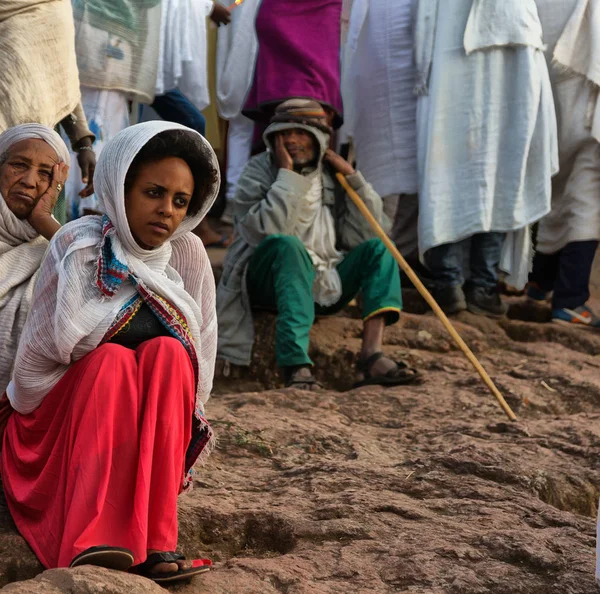 In lalibela ethiopia a  woman  in  the celebration — Stock Photo, Image