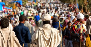 insanlar kutlama Lalibela Etiyopya kalabalıkta