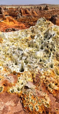 Danakil Etiyopya Afrika'da dallol volkanik depresyon