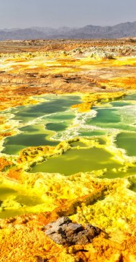 Danakil Etiyopya Afrika'da dallol volkanik depresyon