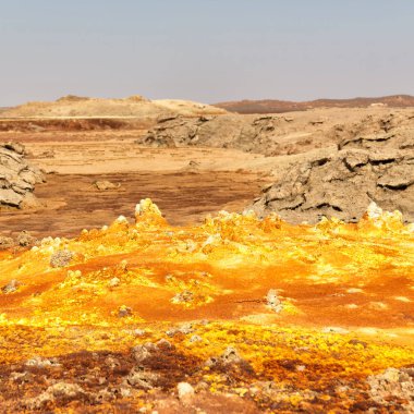 Danakil Etiyopya Afrika'da dallol volkanik depresyon