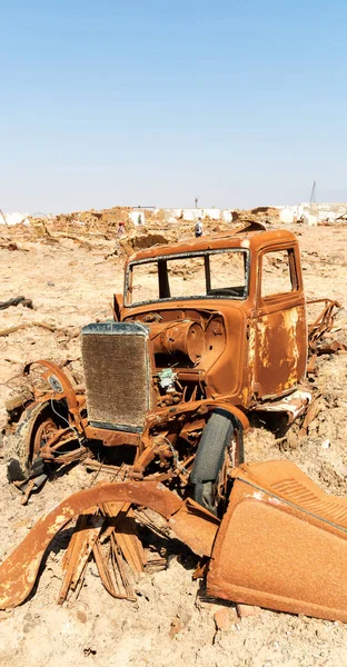 Danakil Ethiopië Afrika Oude Italiaanse Dorp Roestig Antieke Auto Warm — Stockfoto