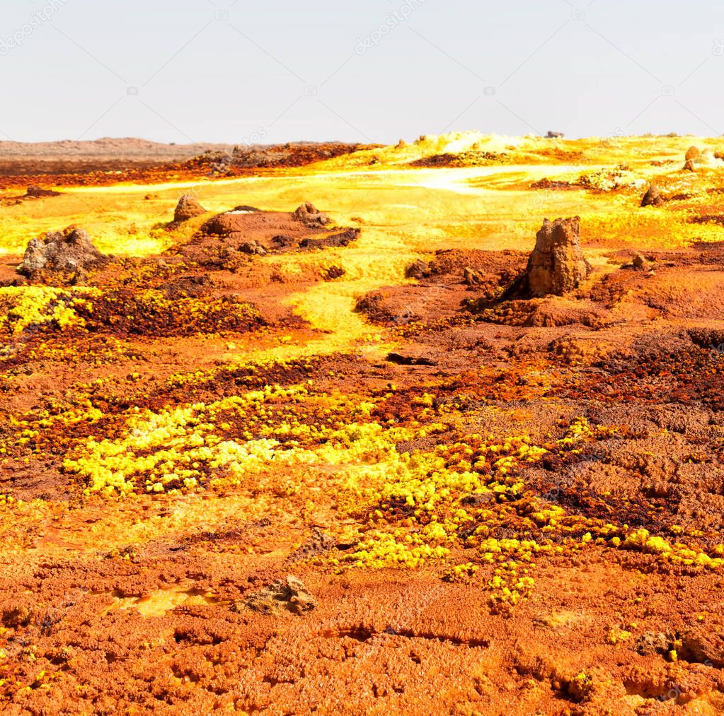 in  danakil ethiopia africa  the volcanic depression  of dallol
