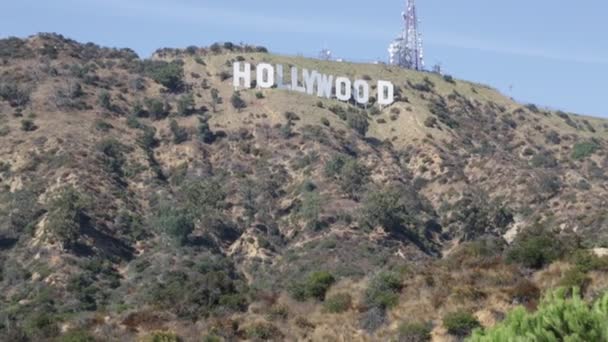 Natursköna Bilder Hollywood Skylt Berget — Stockvideo