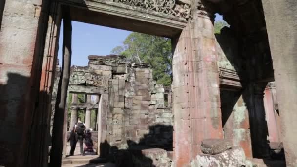 Kambodža Angkor Wat Circa Prosinec 2019 Malebné Záběry Starověkého Chrámu — Stock video