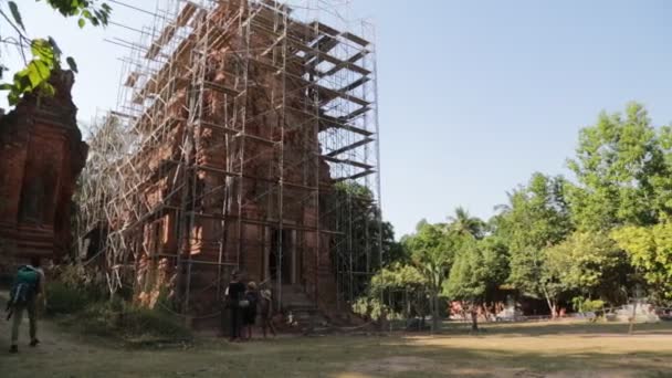 Камбоджа Ангкор Ват Приблизно Грудень 2019 Мальовничі Кадри Стародавнього Храму — стокове відео