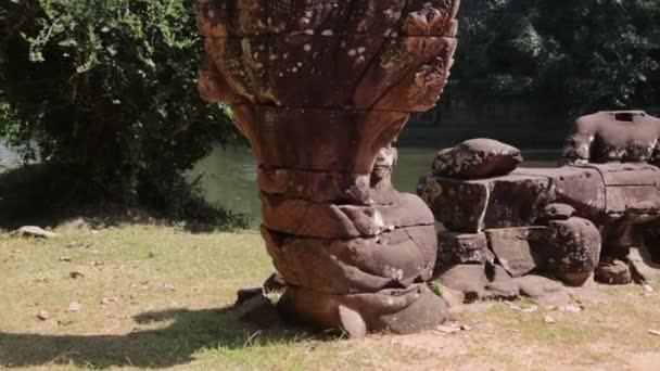 Γραφικό Υλικό Από Τον Αρχαίο Ναό Angkor Wat Καμπότζη — Αρχείο Βίντεο