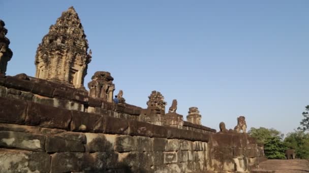 Γραφικό Υλικό Από Τον Αρχαίο Ναό Angkor Wat Καμπότζη — Αρχείο Βίντεο