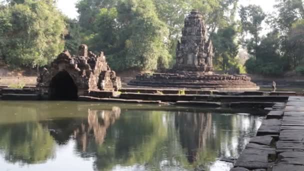 Scenic Footage Ancient Temple Angkor Wat Cambodia — Stock Video