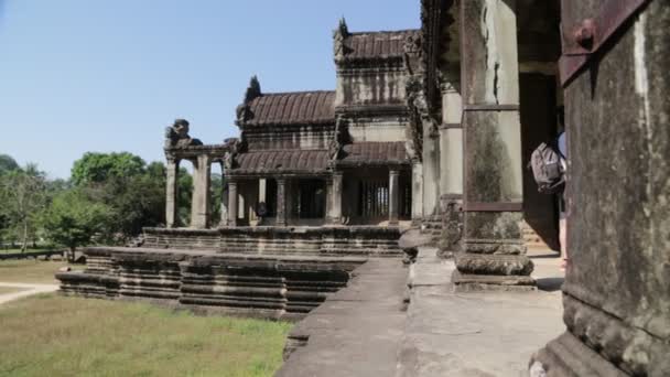 Angkor Wat Kamboçya Daki Antik Tapınağın Manzaralı Görüntüleri — Stok video