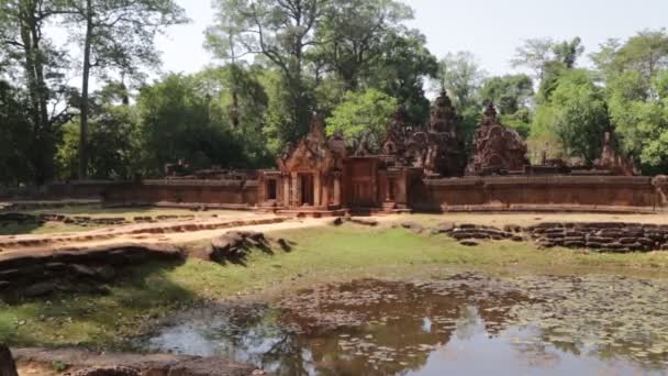 Γραφικό Υλικό Από Τον Αρχαίο Ναό Angkor Wat Καμπότζη — Αρχείο Βίντεο
