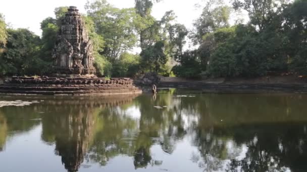 Scenic Footage Ancient Temple Angkor Wat Cambodia — Stock Video
