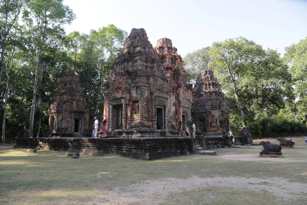 Kambodja Angkor Wat Circa December 2019 Oidentifierade Människor Nära Templet — Stockfoto