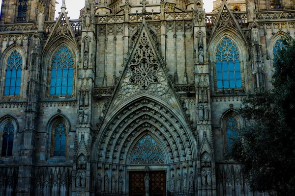 Kathedraal van Barcelona in de Gotische wijk, Catalonië, Spanje — Stockfoto