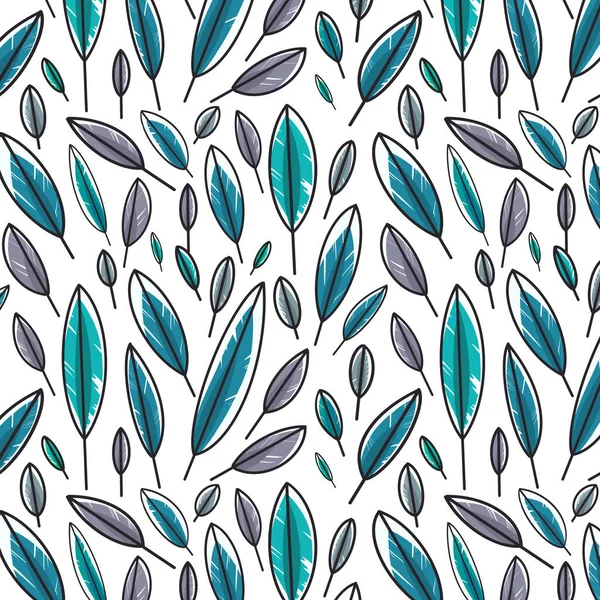 Colorful Leaf Pattern Isolated White Background Seamless Feather Pattern — Stock Photo, Image