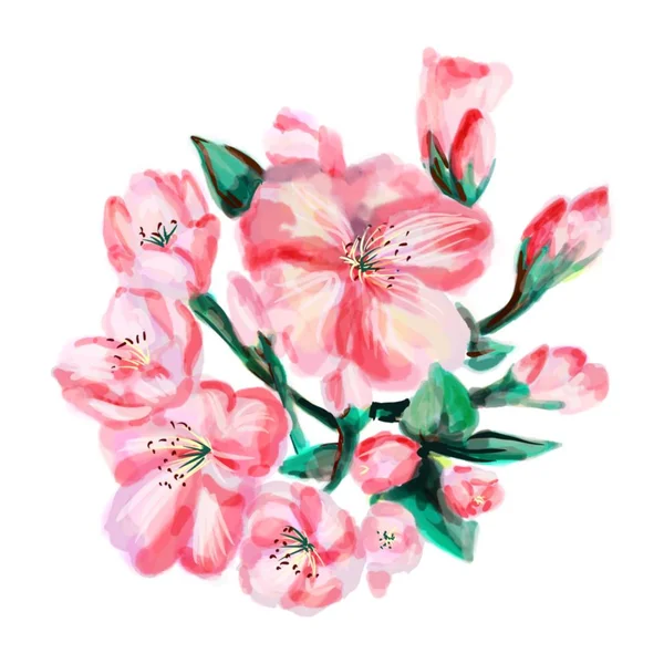 Akwarelowy Szkic Kwiatu Izolowanego Białym Tle Piękna Ilustracja Kwiatowa Projektowania — Zdjęcie stockowe
