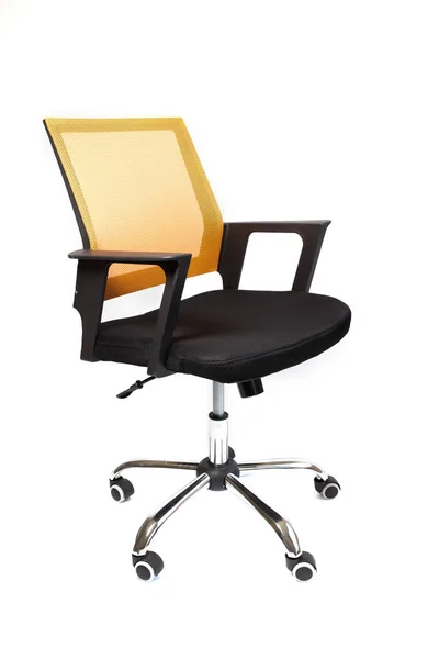 Moderner Schwarzer Und Gelber Bürostuhl Auf Isoliertem Weißem Hintergrund — Stockfoto