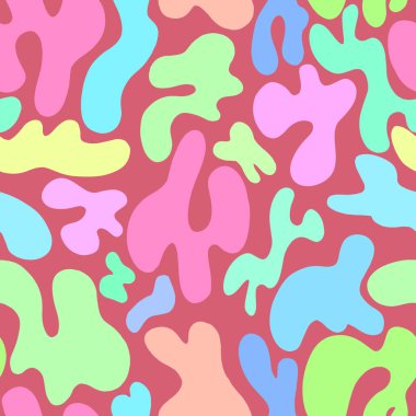 Kırmızı arkaplanda şekillerin ve noktaların soyut deseni