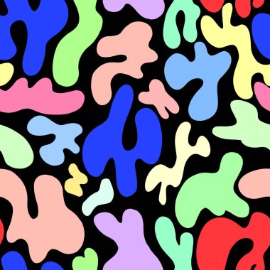 Siyah arkaplanda şekillerin ve noktaların soyut deseni