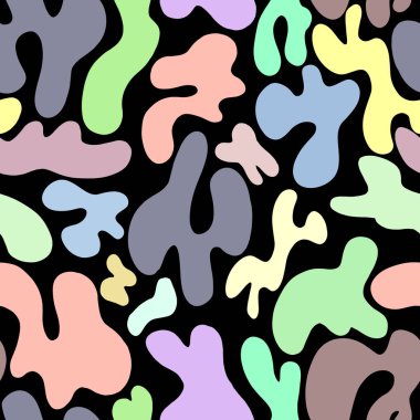 Siyah arkaplanda şekillerin ve noktaların soyut deseni