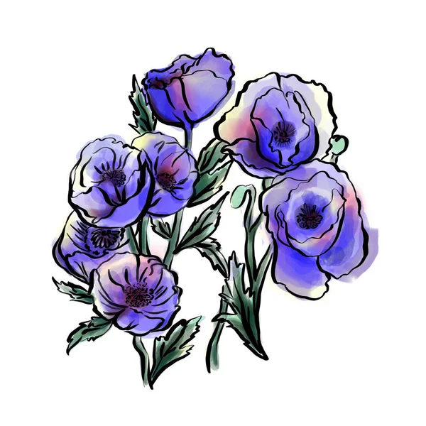 Ramo Flores Púrpuras Aisladas Sobre Fondo Blanco —  Fotos de Stock