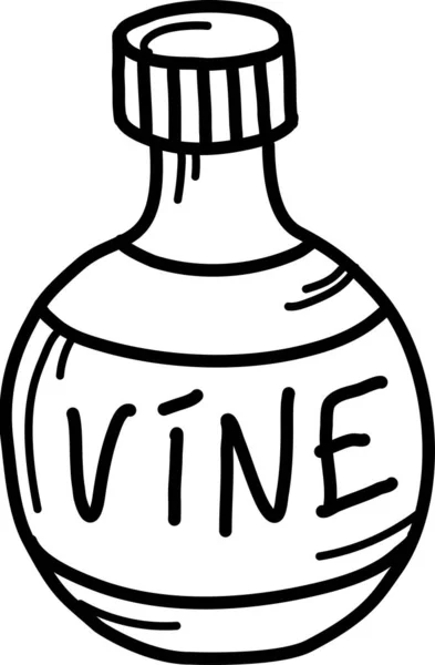 Hand Drawn Wine Bottle White Background Doodle Style — Stock Vector