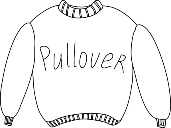 Handgezeichneter Doodle Pullover Isoliert Auf Weißem Hintergrund — Stockvektor