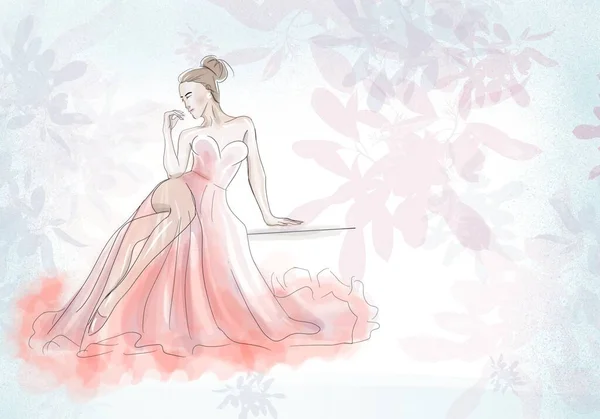 Düğün Tasarımı Daveti Tebrik Kartları Için Suluboya Çizimi — Stok fotoğraf