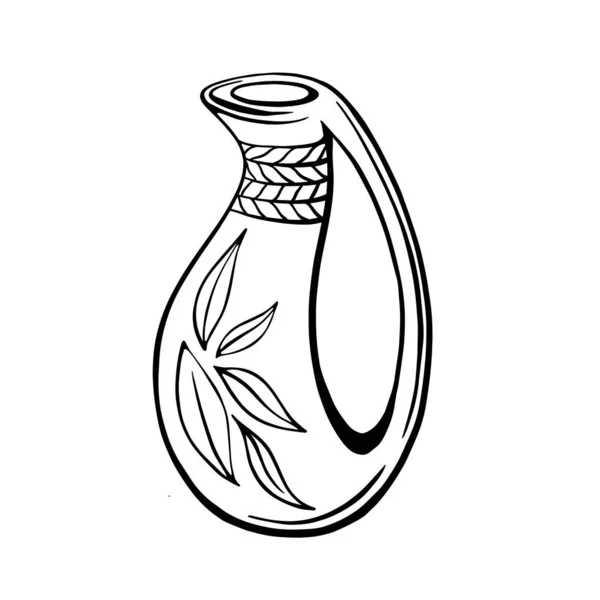 Ручной Набор Бутылки Оливкового Масла Изолированы Белом Фоне Оливковое Масло — стоковый вектор