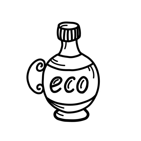 Bottle with the inscription eco on a white background. vector illustration in Doodle style — Stock Vector