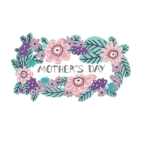 Dia das mães. Cartão de dia das mães. Desenho floral. Ilustração vetorial em estilo plano . — Vetor de Stock
