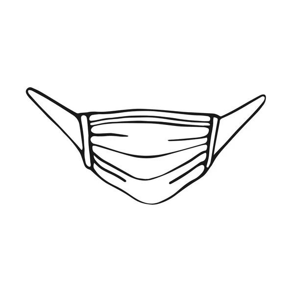 Doodle-estilo máscara médica isolada em um fundo branco. Ilustração vetorial desenhada à mão . — Vetor de Stock