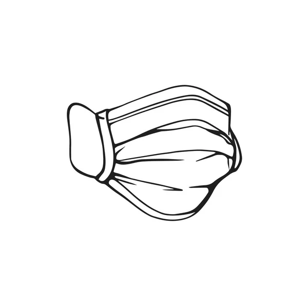 Máscara médica estilo Doodle aislada sobre un fondo blanco. Ilustración vectorial dibujada a mano . — Vector de stock