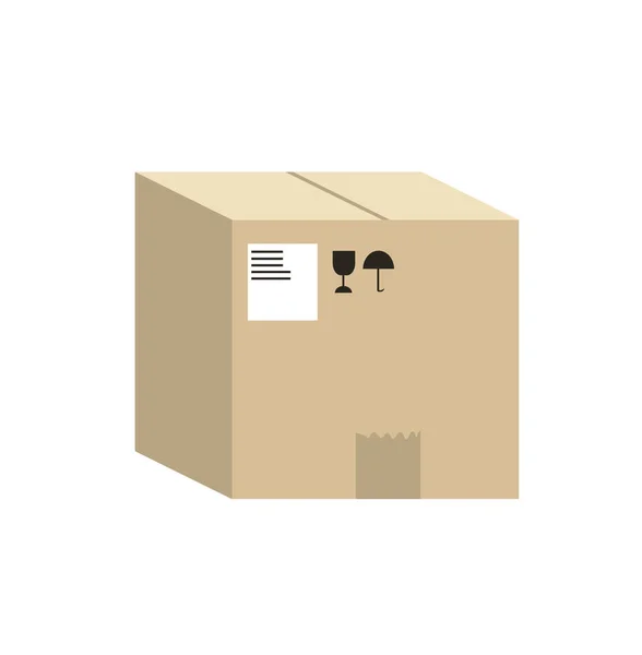 Papírová krabice izolovaná na bílém pozadí. Vektorová ilustrace v plochém stylu. Šetrné k životnímu prostředí — Stockový vektor