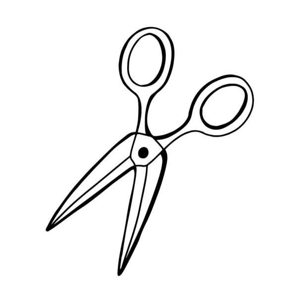 Nůžky izolované na bílém pozadí. Vektorová ilustrace ve stylu Doodle — Stockový vektor
