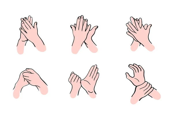 Hoe maak je je handen goed schoon Regels voor desinfectie en handwas De hygiënische en medische behandeling van een infectie. Handgetekende vectorillustratie in de Doodle-stijl. — Stockvector