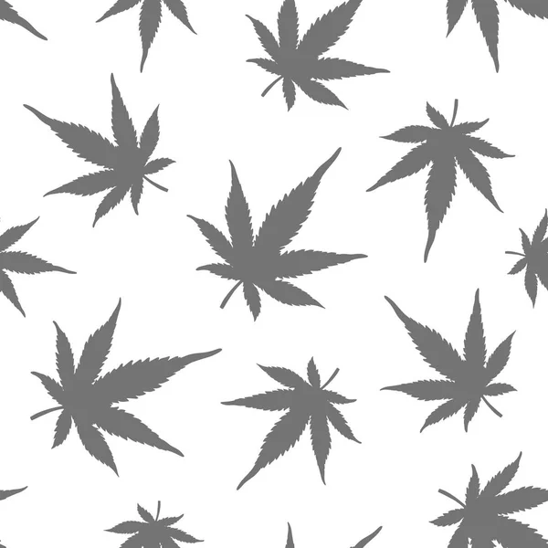 Patrón sin costuras de cáñamo gris sobre un fondo blanco. Una muestra de marihuana. Ilustración vectorial . — Archivo Imágenes Vectoriales