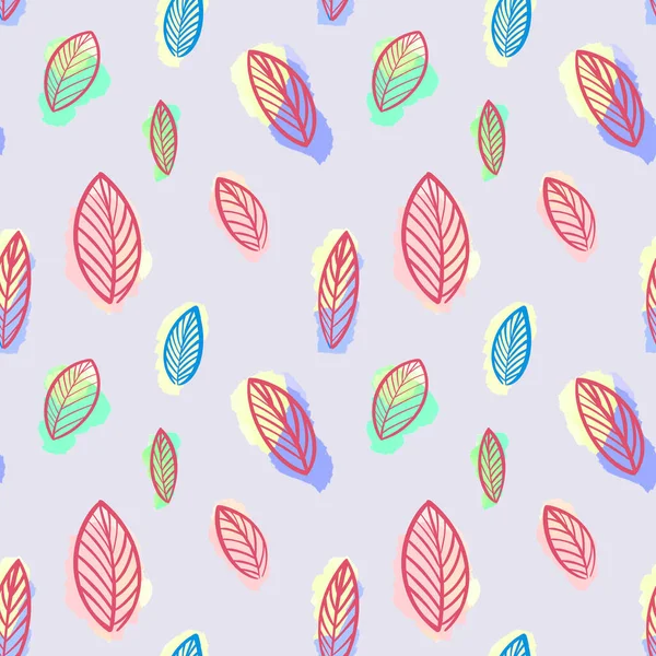 Безшовний ботанічний листовий візерунок на світло-фіолетовому тлі. Прекрасна ботанічна ілюстрація листя . — стокове фото
