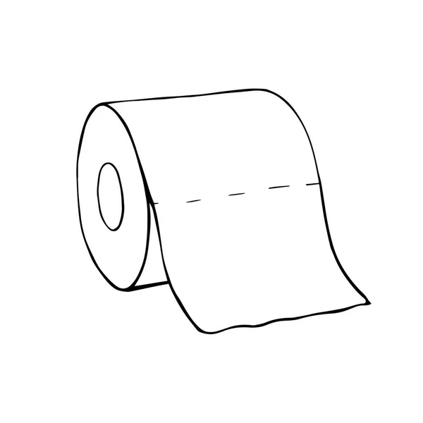 Un rollo de papel higiénico en estilo Doodle. Papel higiénico dibujado a mano. Ilustración vectorial aislada sobre un fondo blanco . — Vector de stock