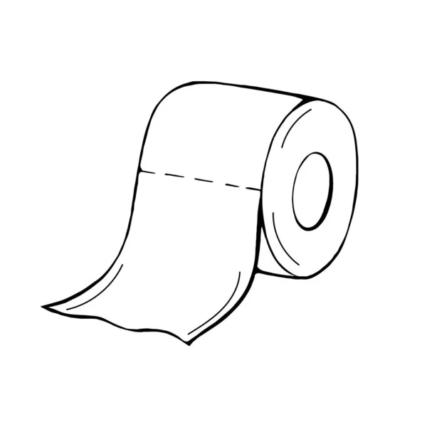 A roll of toilet paper in the Doodle style.Hand-drawn toilet paper.Vector illustration isolated on a white background. — Stock Vector