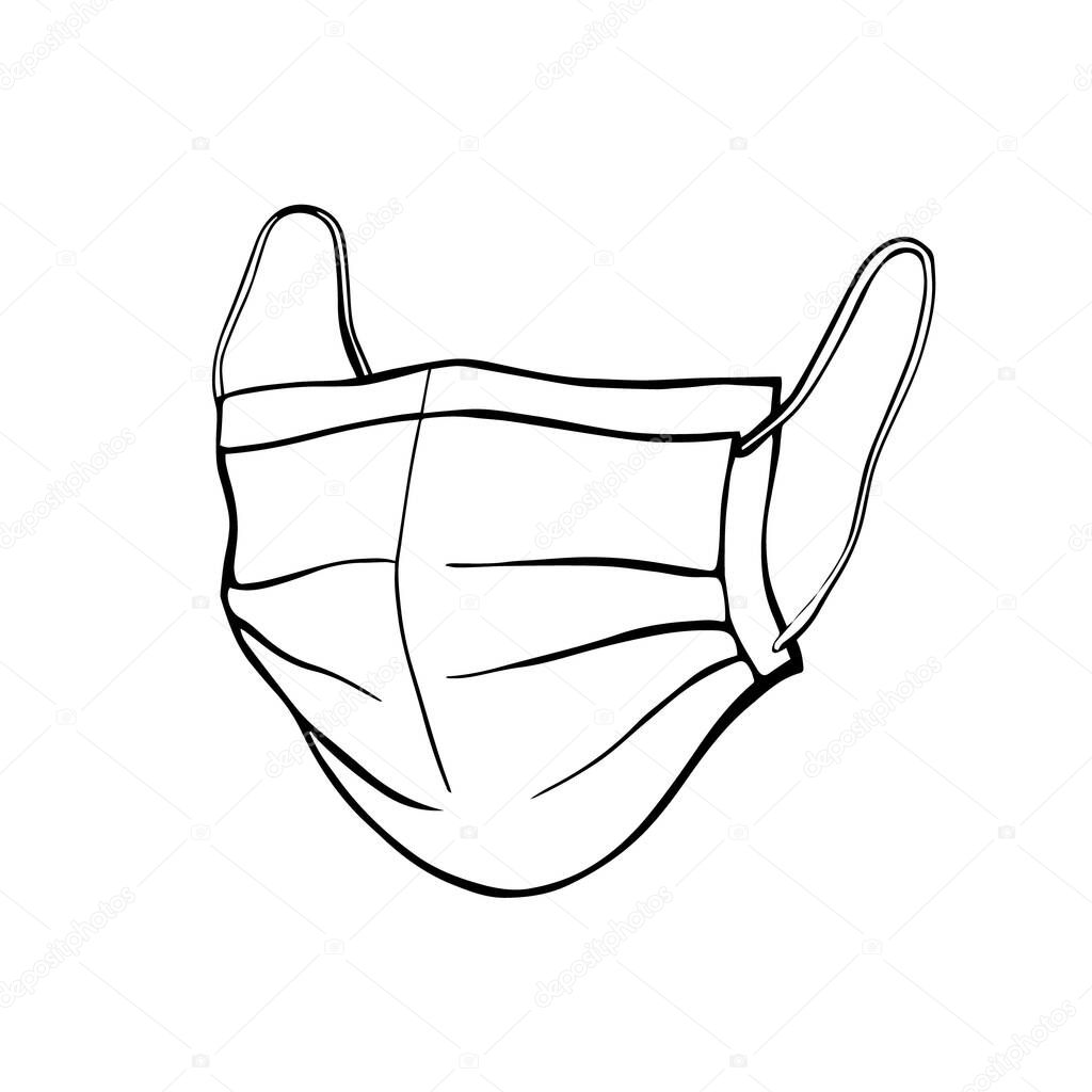 medical masks isolated on a white background in a Doodle style