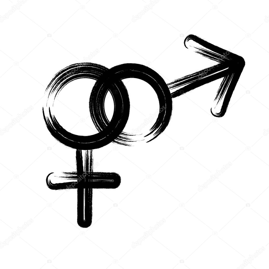 Male and female sex icon. Symbol of men and women. Gender symbol black icon