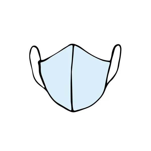 Máscaras médicas isolado em um fundo branco em um estilo Doodle.Máscara para proteção respiratória.Doodle-estilo máscara médica isolada em um fundo branco. Ilustração vetorial desenhada à mão — Vetor de Stock