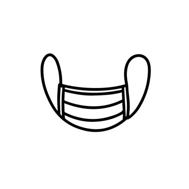 Tıbbi maskeler beyaz arka planda, Doodle tarzında izole edilmiş. Beyaz bir arka planda, Doodle tarzı tıbbi maske.