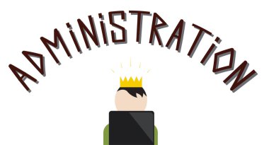 Adam bir bilgisayar arkasında bir taçla